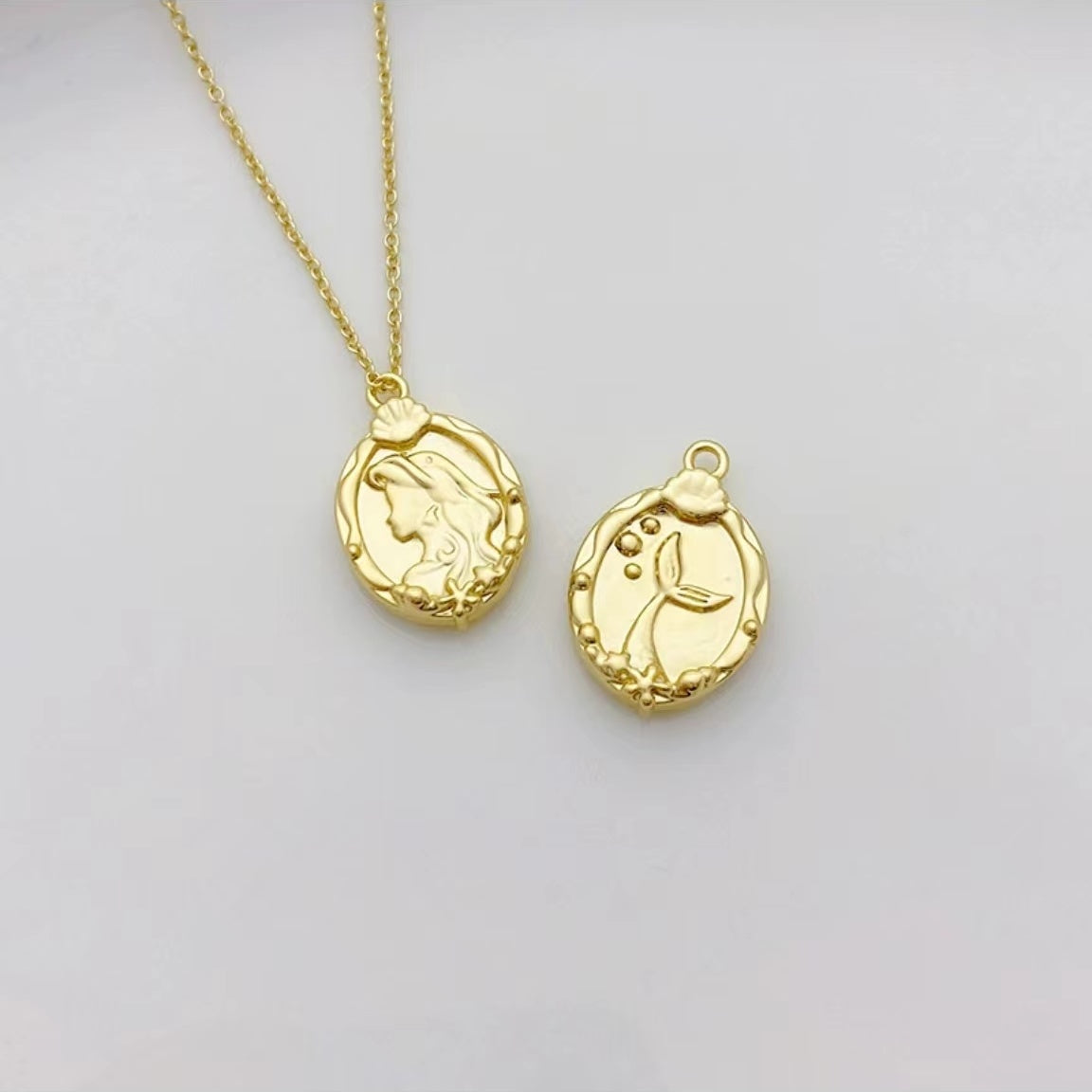 Double sided mermaid necklace trendy collarbone chain for women gift Birthday Annivesery Valentine's Day